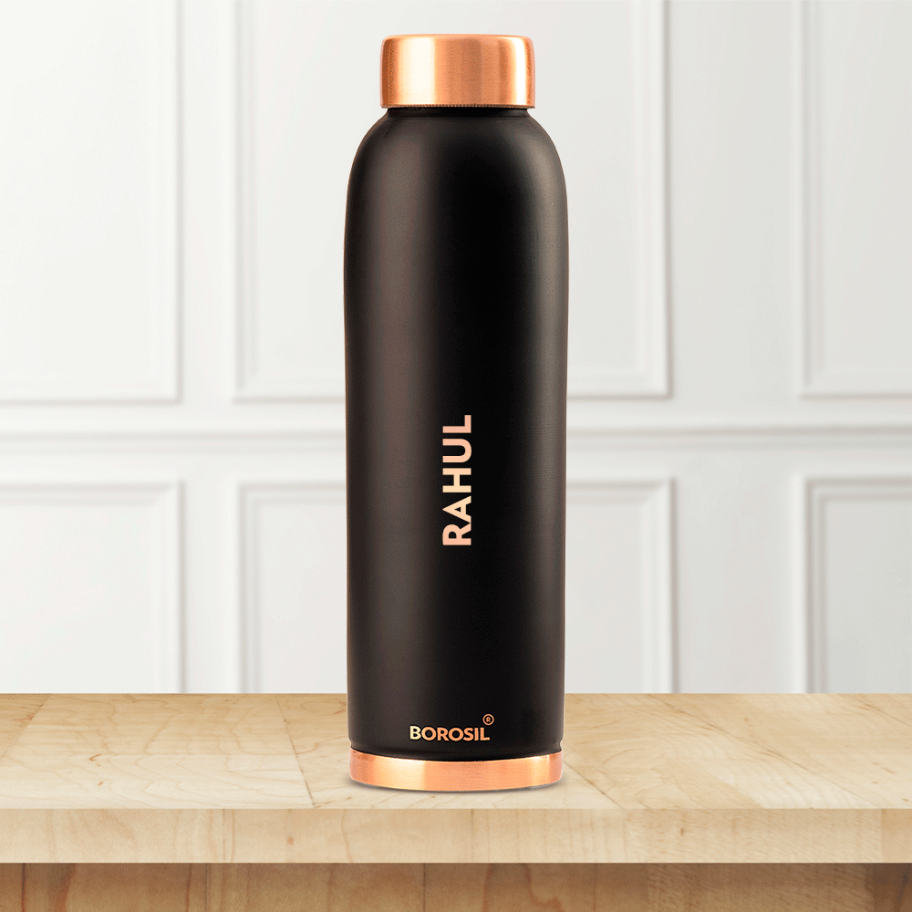 Pre-Printed Eco Copper Bottle, Black-Personalise