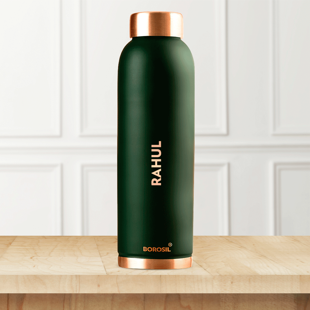 Pre-Printed Eco Copper Bottle, Green-Personalise