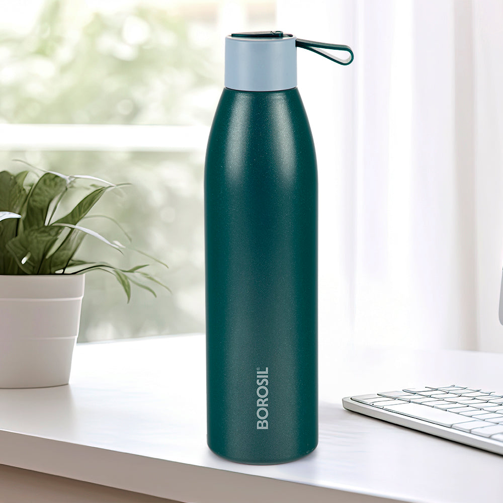 Pre-Printed Duomate Vacuum Insulated Stainless Steel Bottle, Green