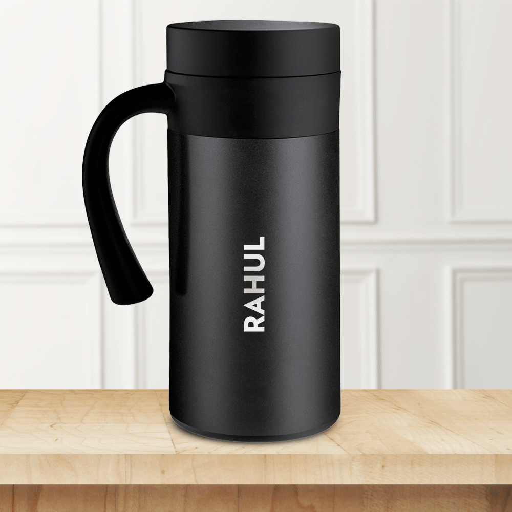 Pre-Printed CafeTime Insulated Mug, Black, Personalise, 400ml