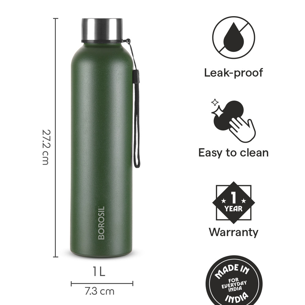 Pre-Printed Laguna Stainless Steel  Single Wall Bottle, Green
