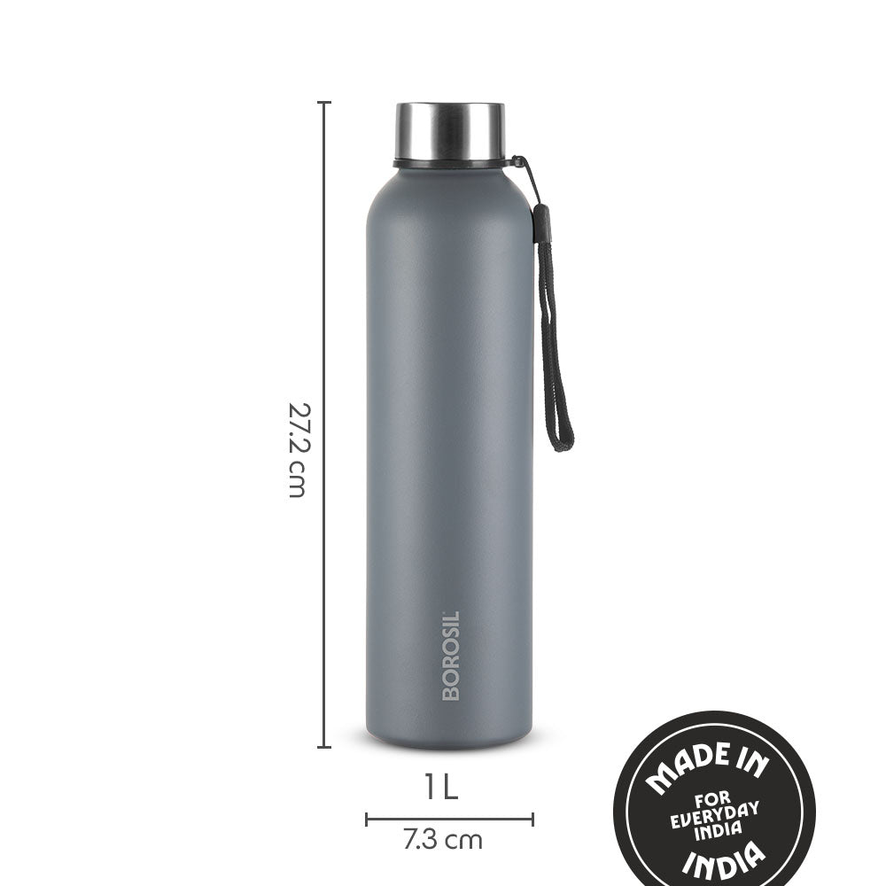 Pre-Printed Laguna SS Bottle, Grey, 1 L