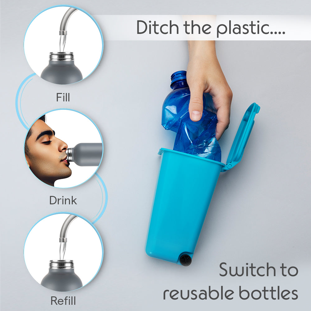 Pre-Printed Personalised Laguna Stainless Steel Single Wall Bottle, Grey