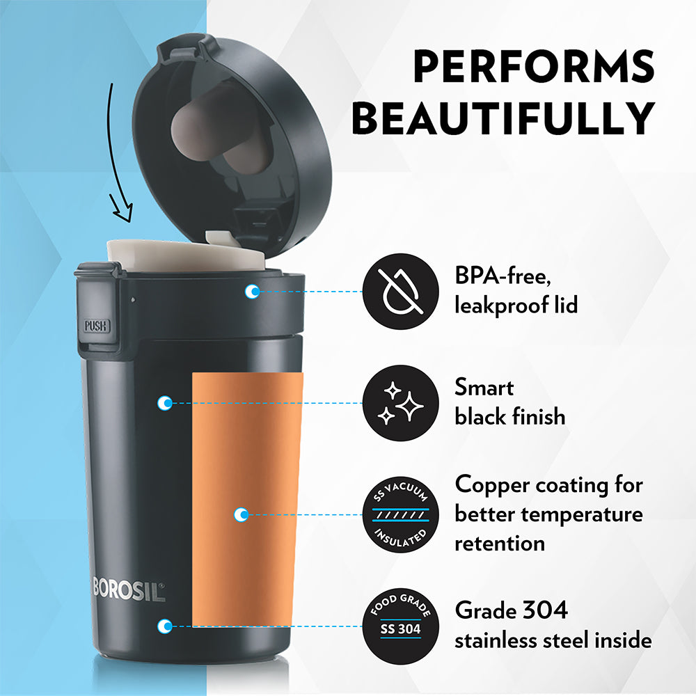 Pre-Printed Coffeemate Insulated Mug-Personalise, Black, 300ml