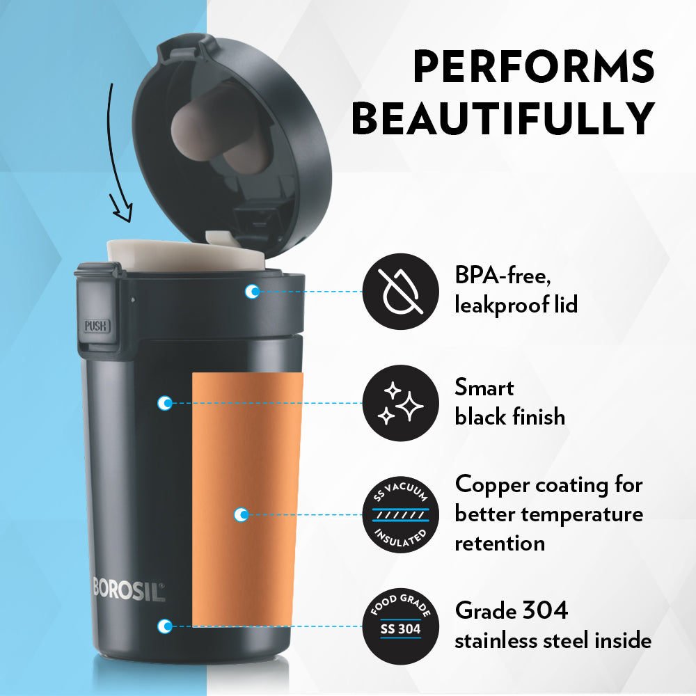 Pre-Printed Coffeemate Insulated Mug-Personalise, Black, 380ml