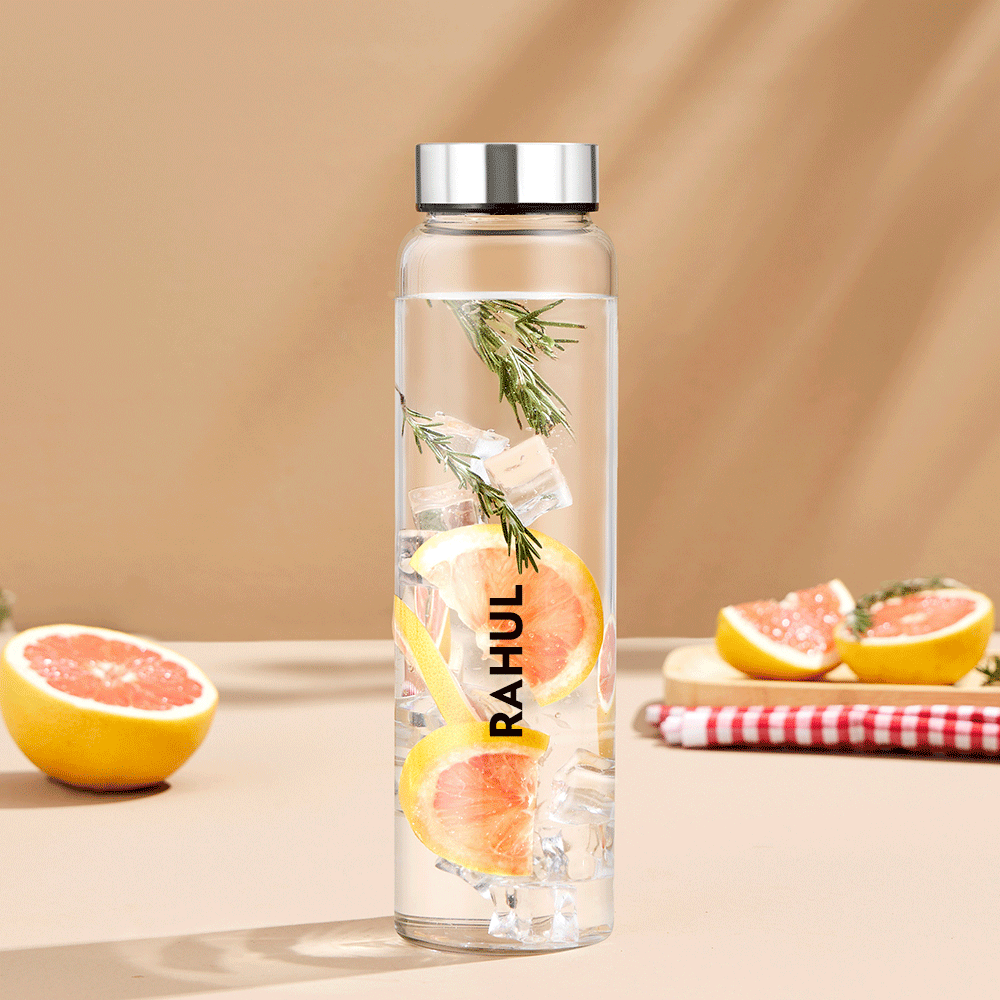 Pre-Printed Personalised Crysto Wide Mouth Clear Glass Bottle