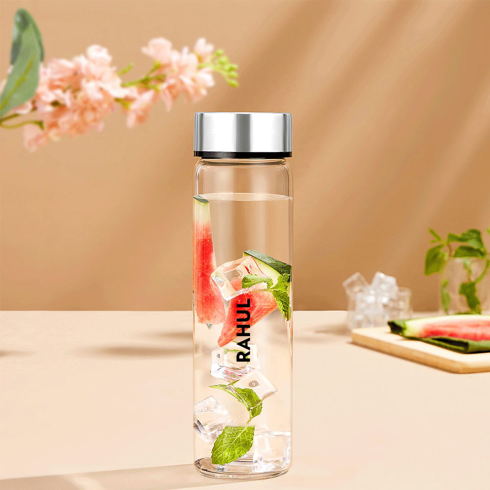 Pre-Printed Personalised Neo Borosilicate Clear Glass Bottle