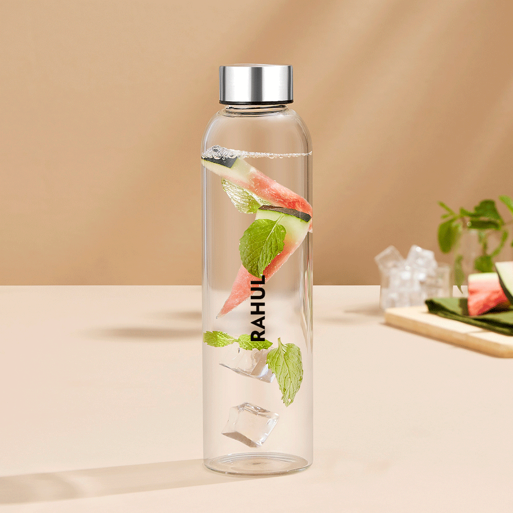 Pre-Printed Personalised Crysto Slim Clear Glass Bottle