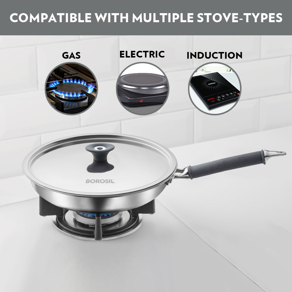 Refurbished/OLD Cookfresh Triply Frying Pan (Silicone Handle + Lid)