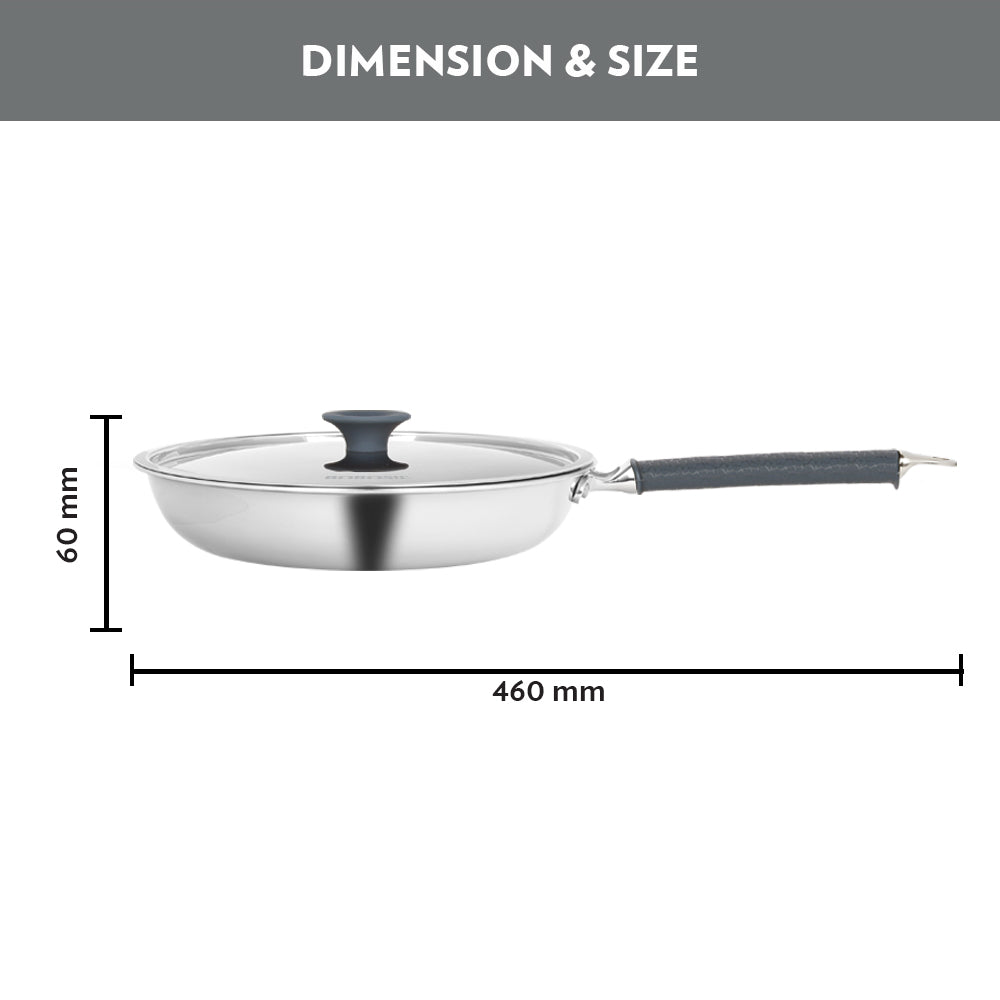 Refurbished/OLD Cookfresh Triply Frying Pan (Silicone Handle + Lid)