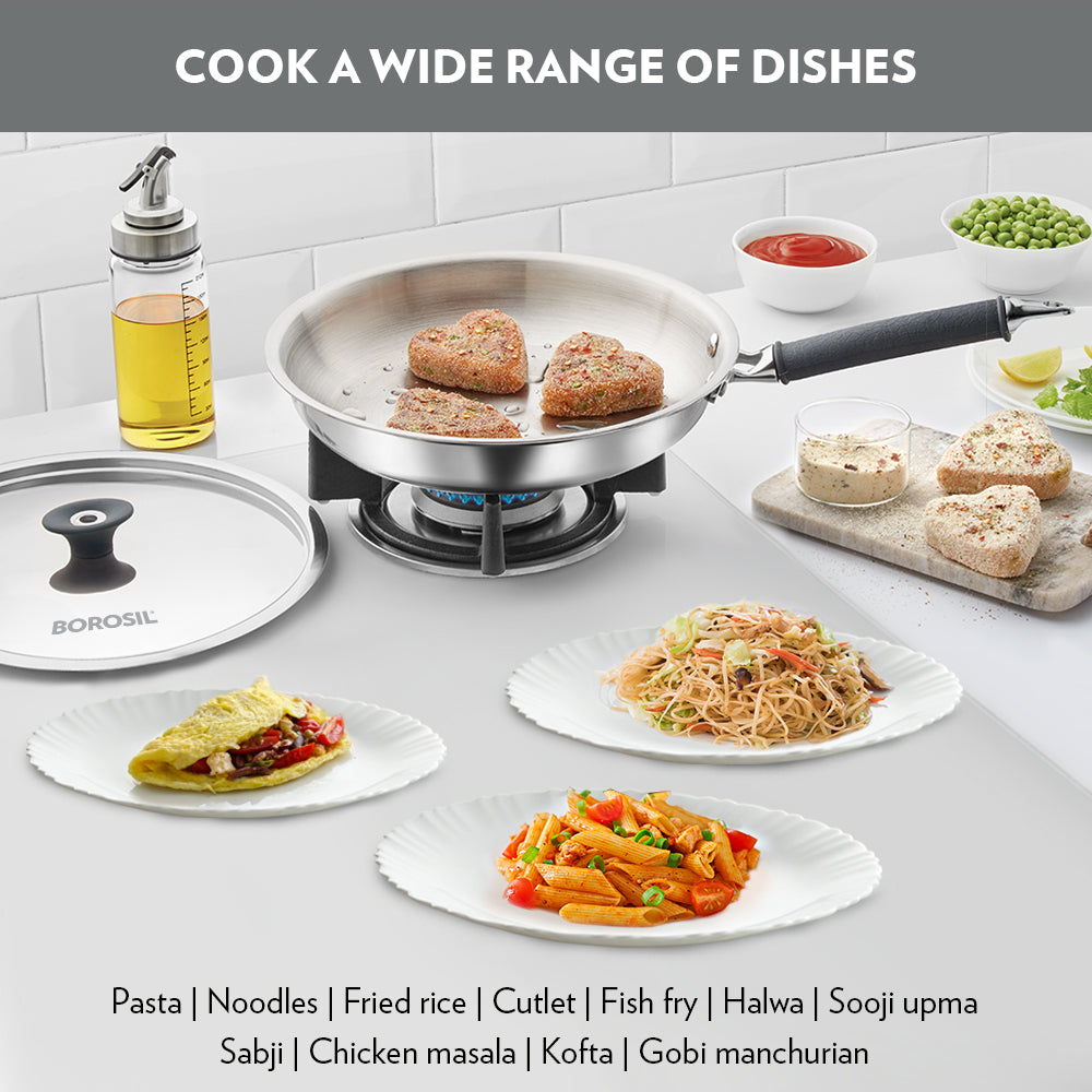 Refurbished/OLD Cookfresh Triply Frying Pan (Silicone Handle + Lid)