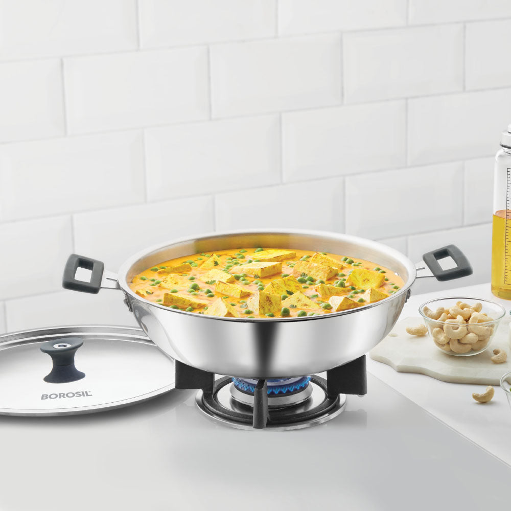 Refurbished/OLD Cookfresh Triply Kadhai (Silicone Handle + Lid), 2.5L