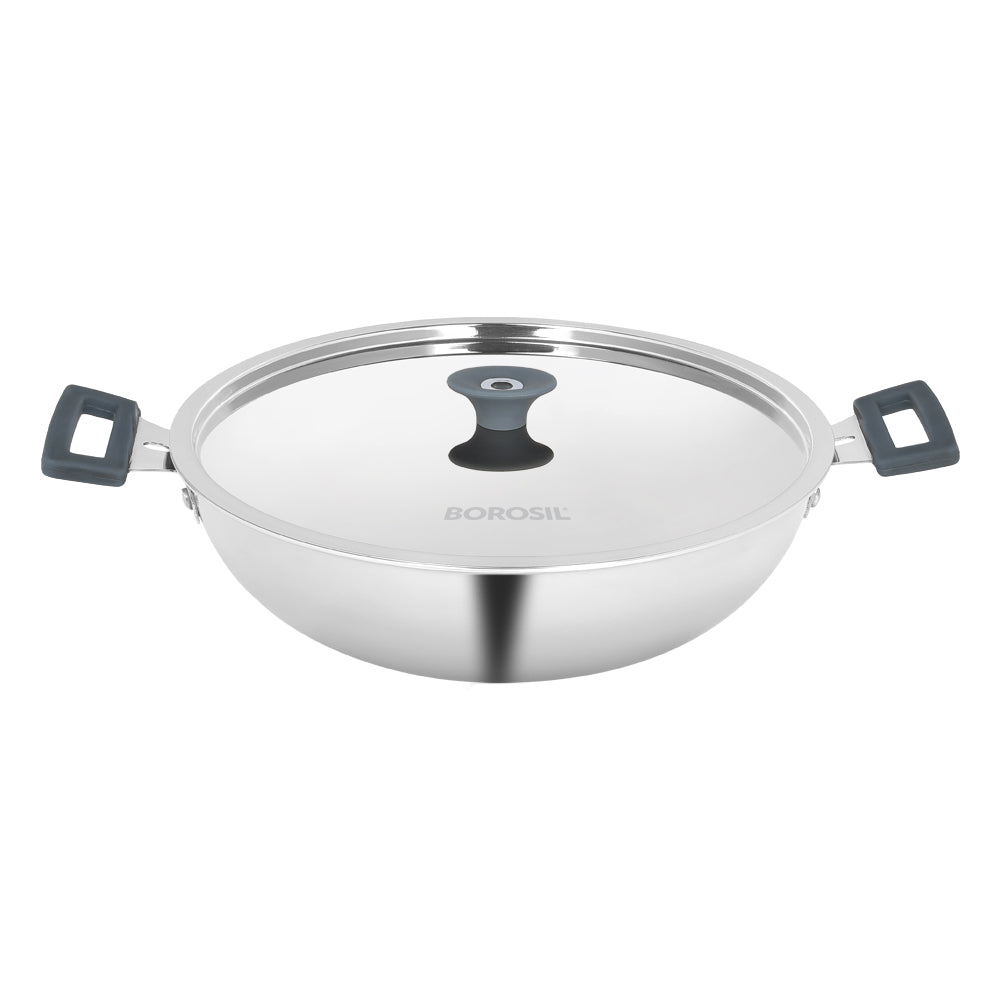 Refurbished/OLD Cookfresh Triply Kadhai (Silicone Handle + Lid), 2.5L