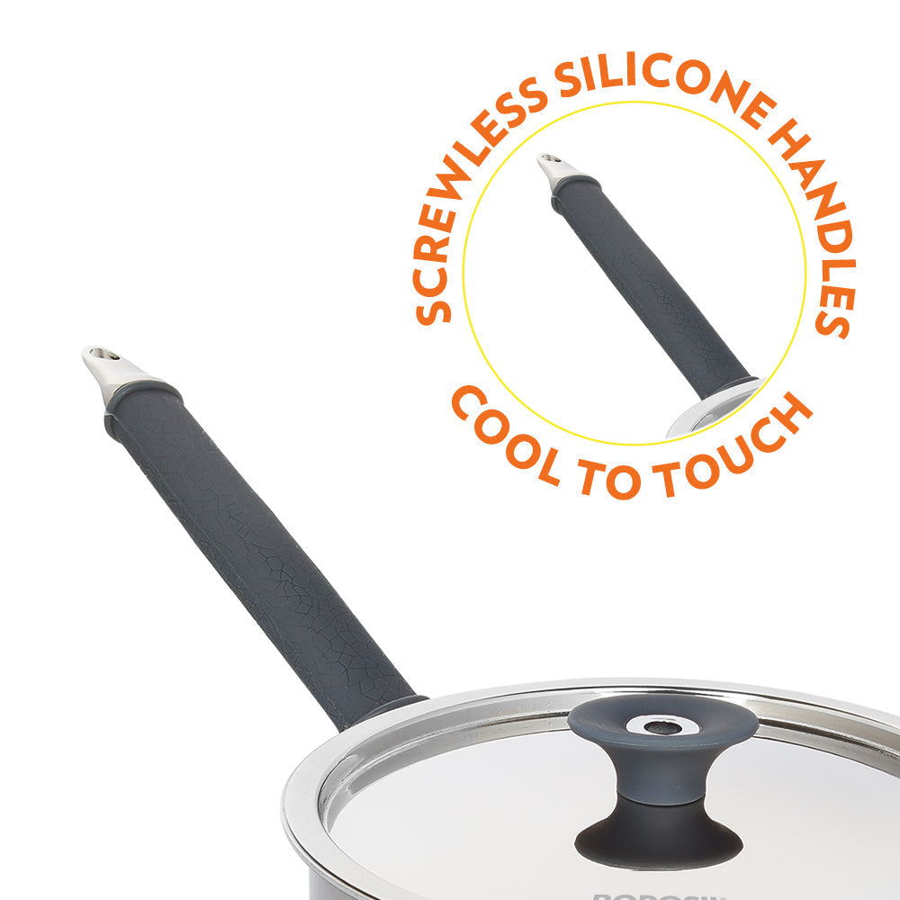 Refurbished/OLD Cookfresh Triply Saucepan (Silicone Handle + Lid)