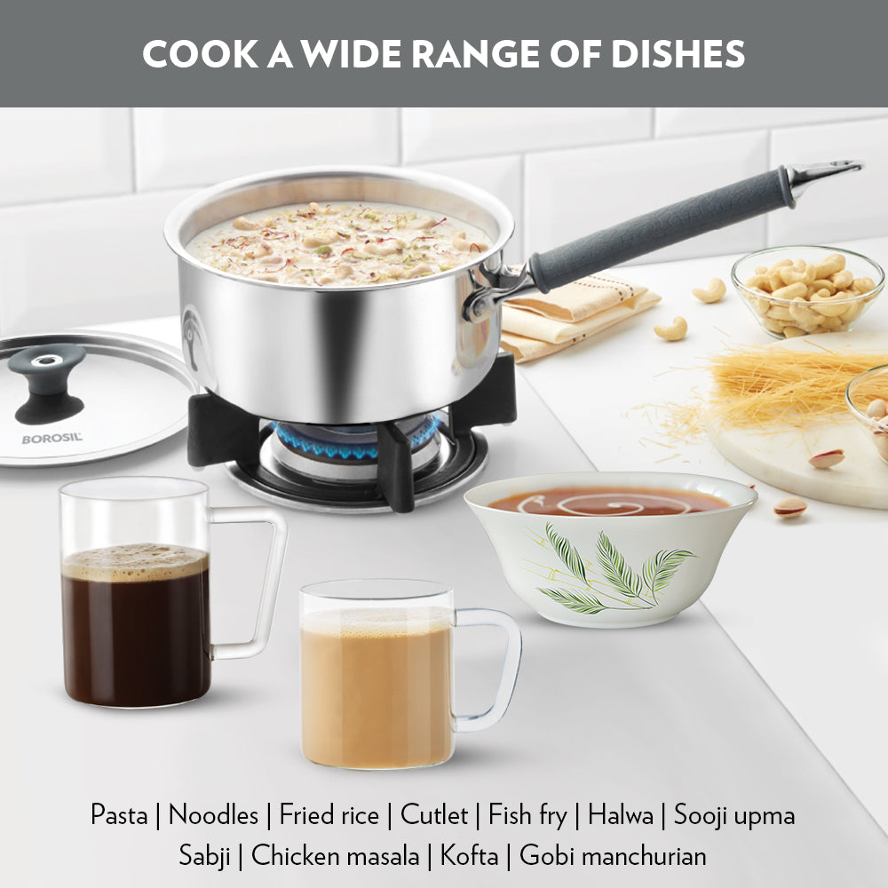Refurbished/OLD Cookfresh Triply Saucepan (Silicone Handle + Lid), 2.2L
