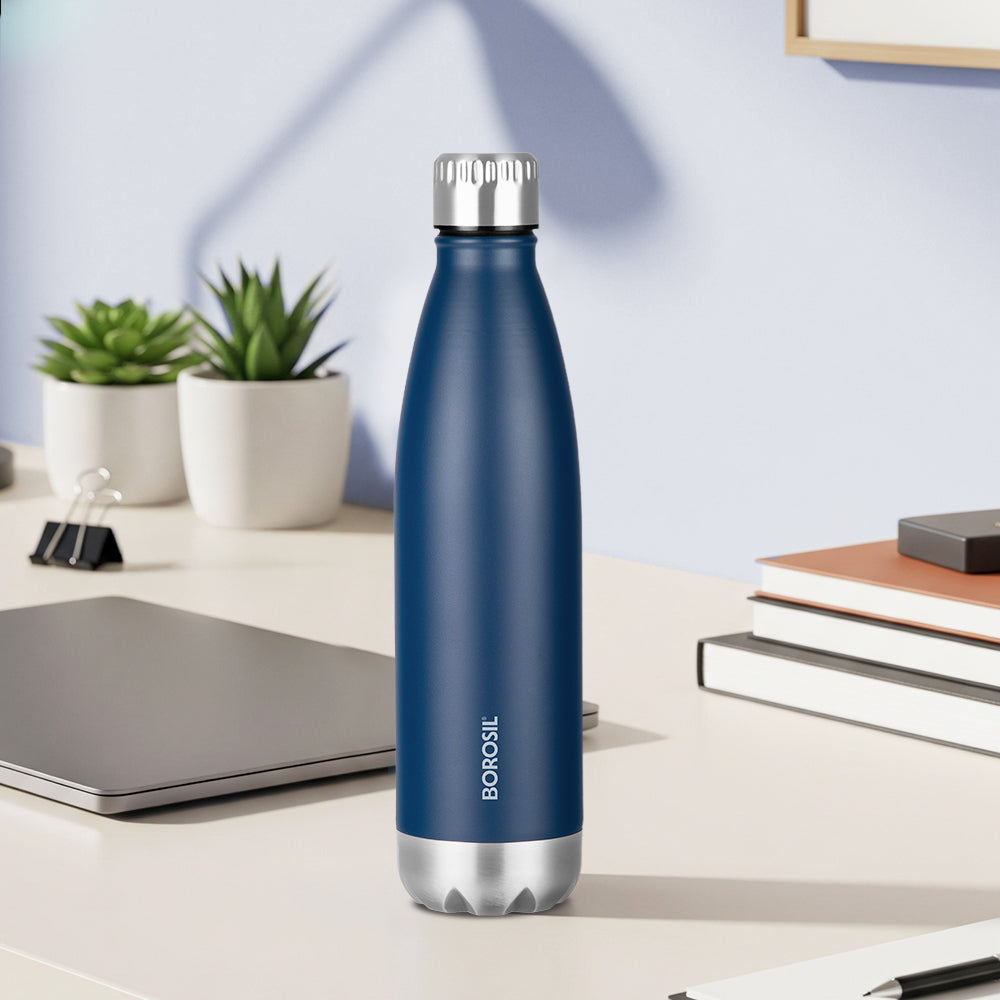 Pre-Printed Bolt Vacuum Insulated SS Bottle, Blue