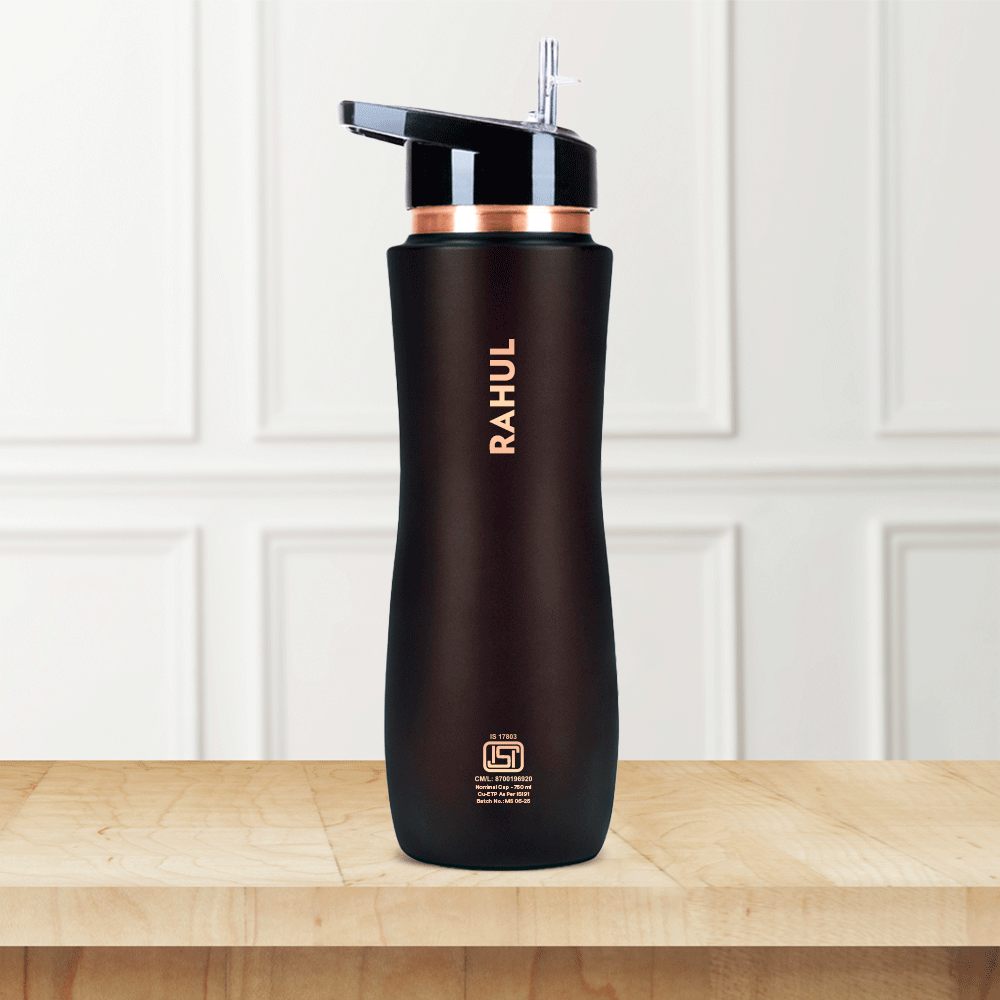 Pre-Printed Sipper Copper Bottle, Brown, 750 ml, Personalised