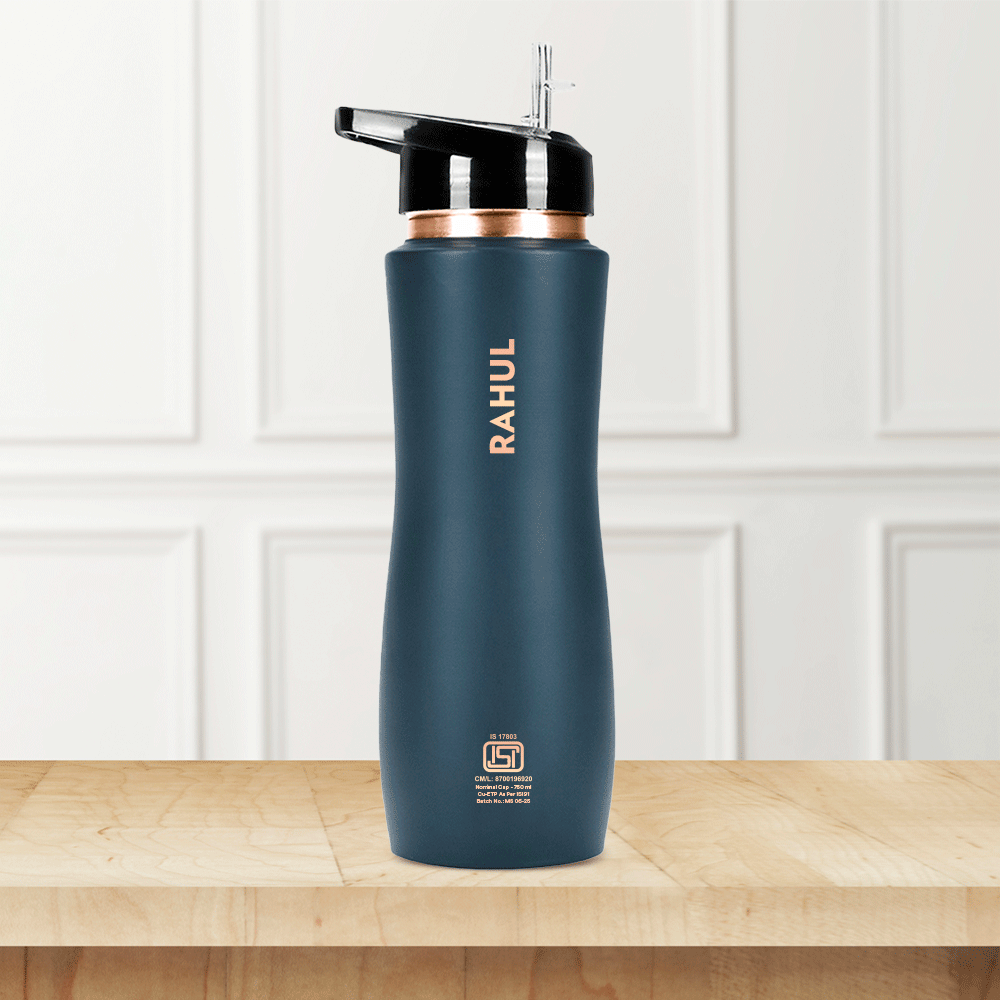 Pre-Printed Sipper Copper Bottle, Grey, 750ml, Personalised