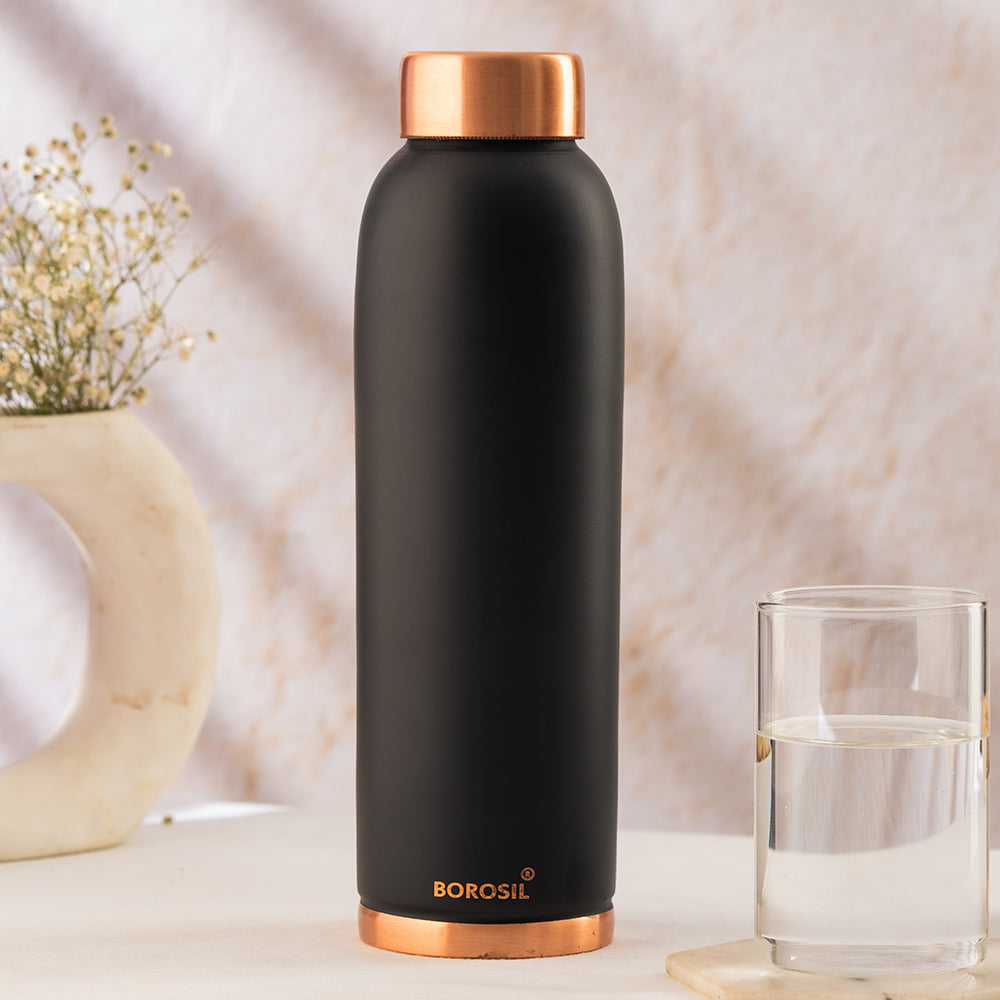 Pre-Printed Eco Copper Bottle, Black-Personalise