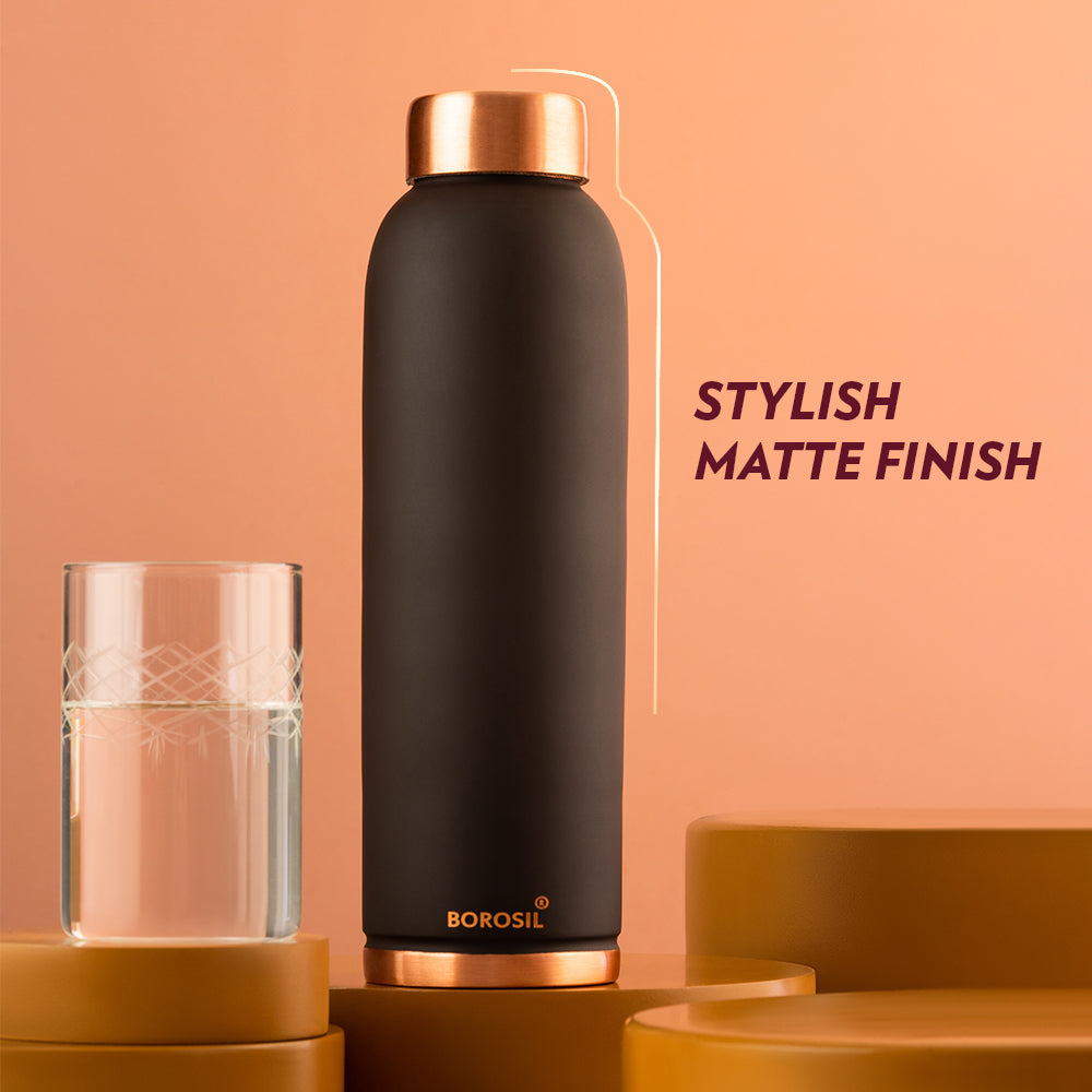 Pre-Printed Eco Copper Bottle, Black, 1L
