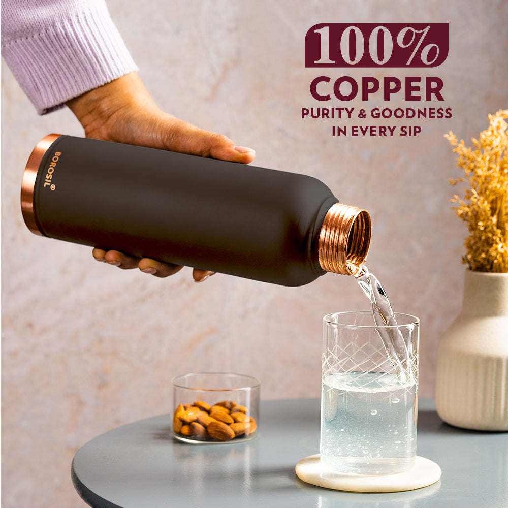 Pre-Printed Eco Copper Bottle, Black, 1L