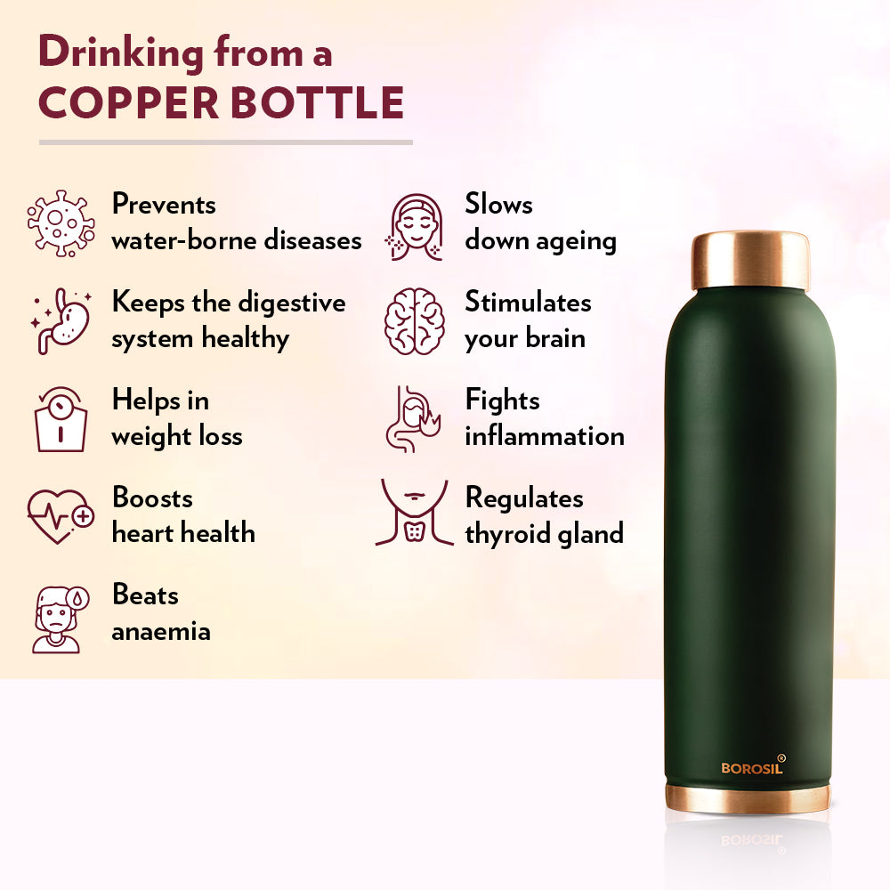 Pre-Printed Eco Copper Bottle, Green-Personalise