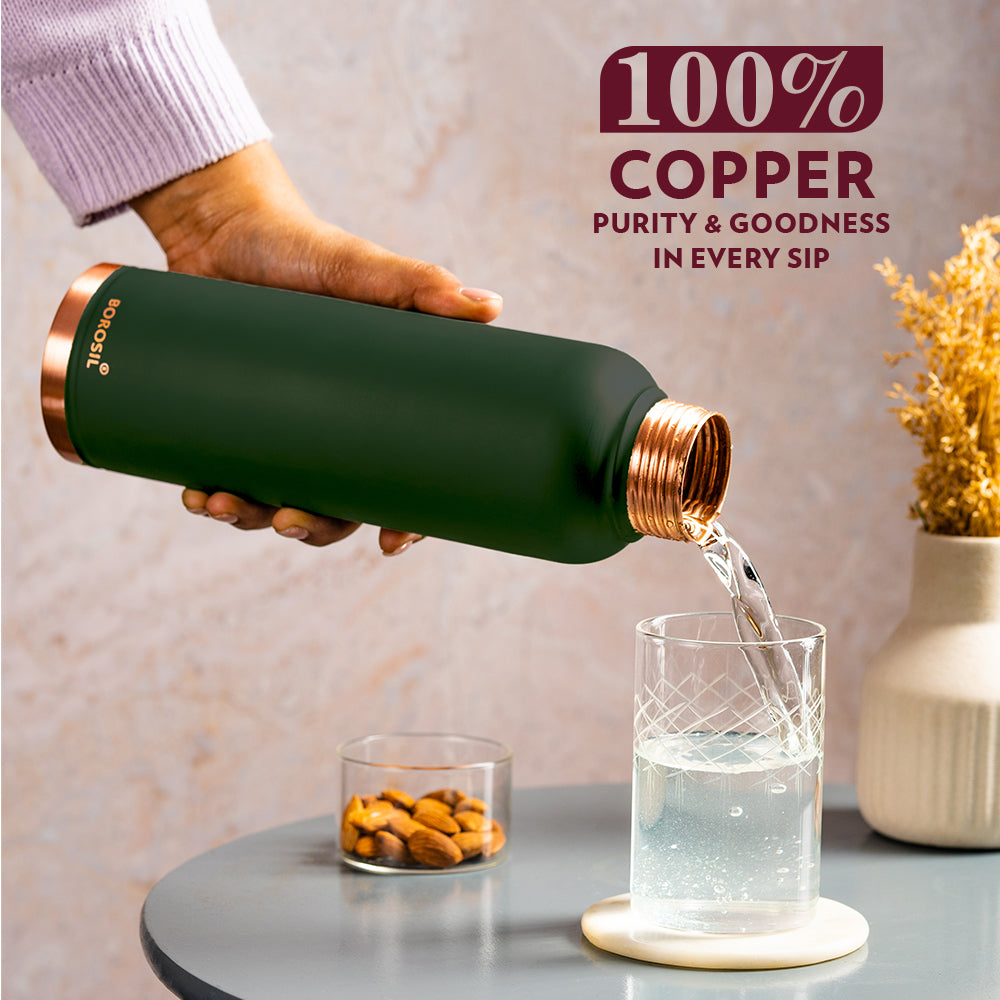 Pre-Printed Eco Copper Bottle, Green-Personalise