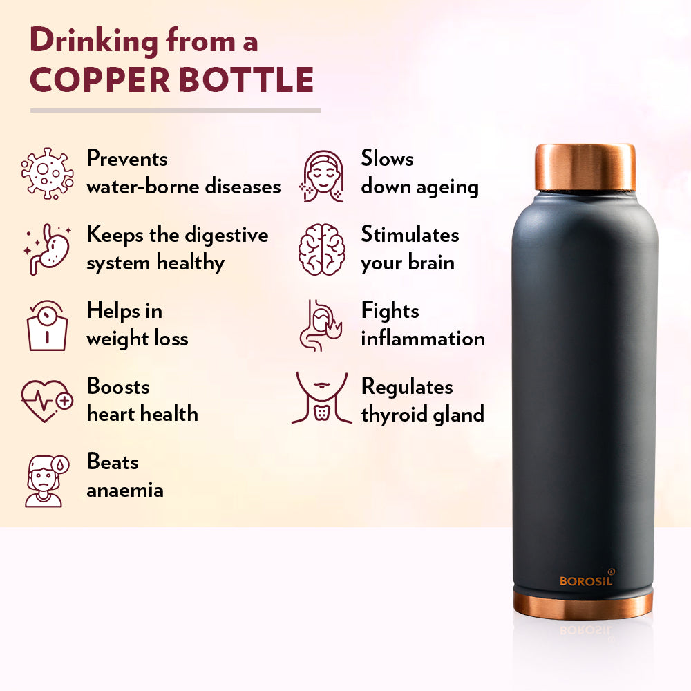 Pre-Printed Eco Copper Bottle, Grey, 1L