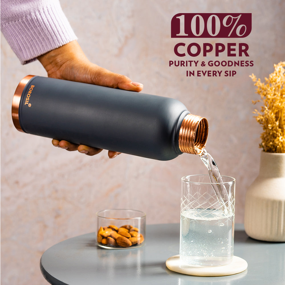 Pre-Printed Eco Copper Bottle, Grey-Personalise