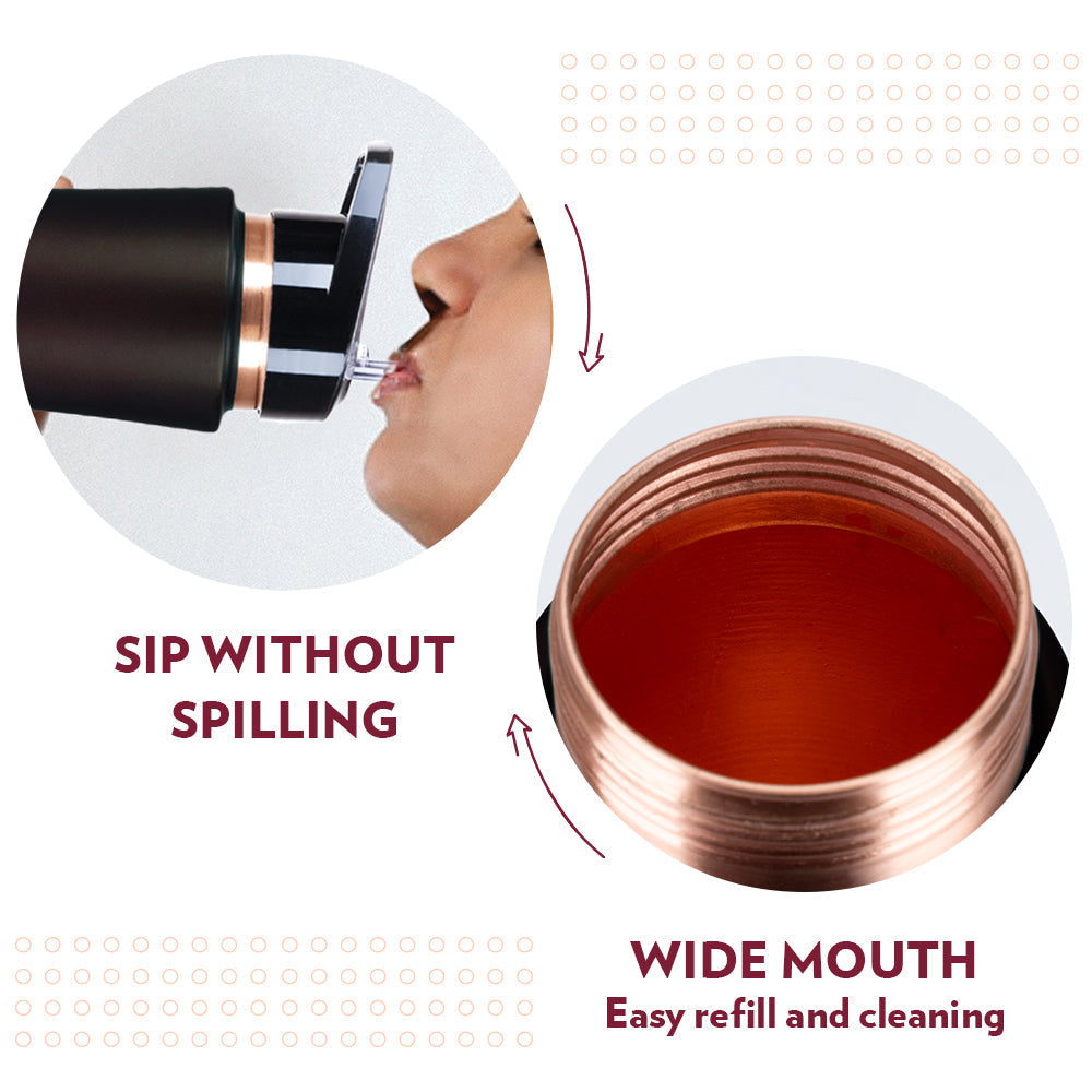 Pre-Printed Sipper Copper Bottle, Brown, 750 ml, Personalised
