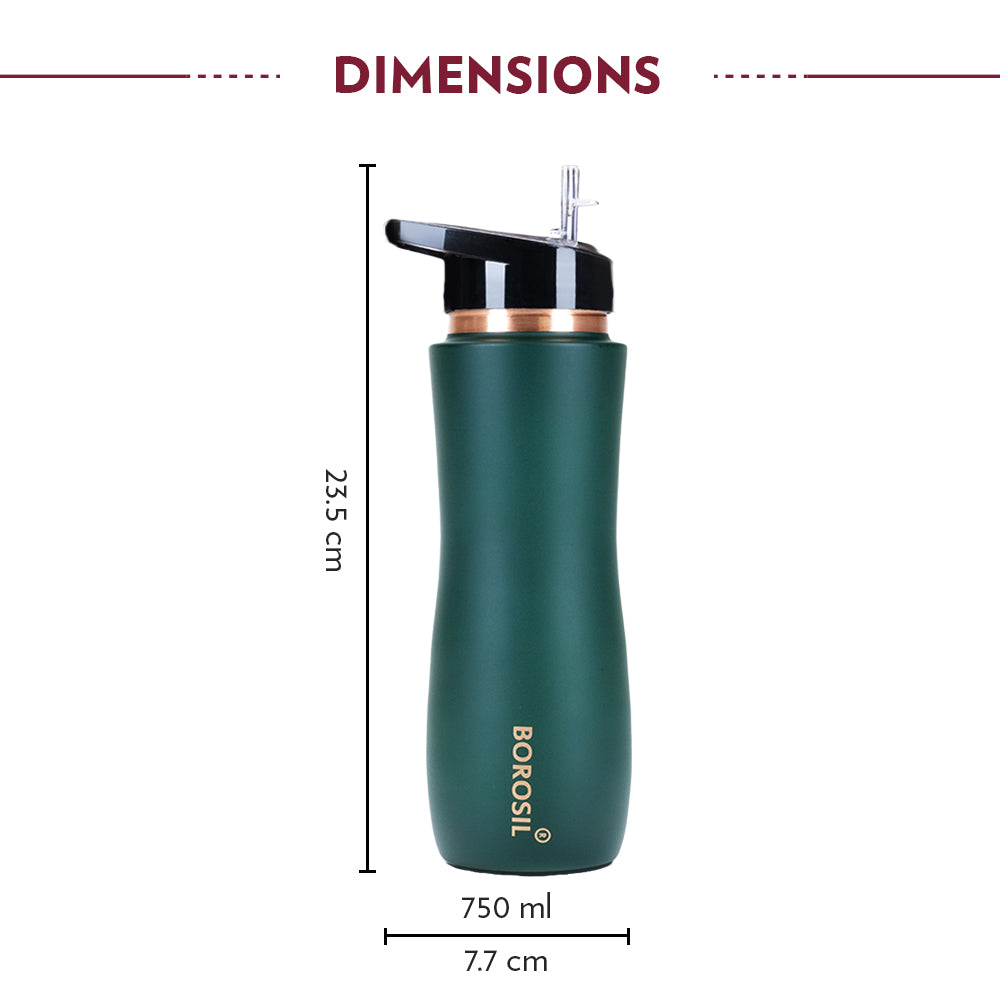 Pre-Printed Sipper Copper Bottle, Green, 750ml, Personalised