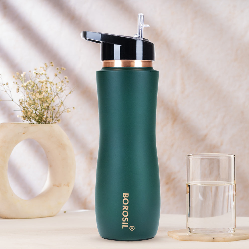 Pre-Printed Sipper Copper Bottle, Green, 750ml, Personalised