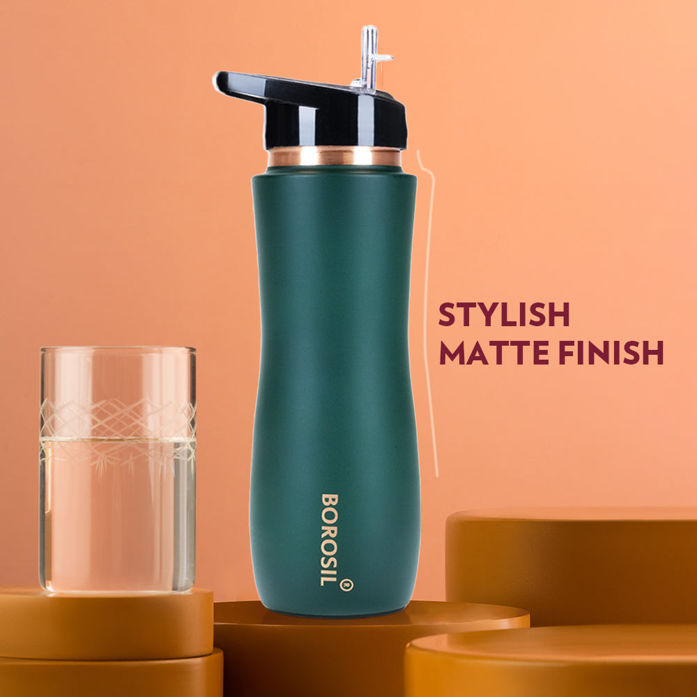 Pre-Printed Sipper Copper Bottle, Green, 750ml, Personalised