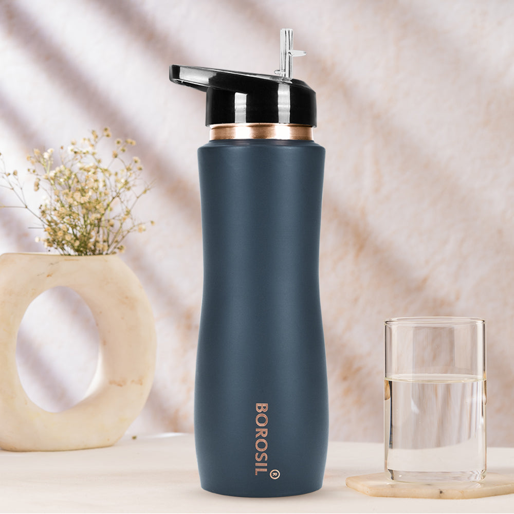 Pre-Printed Sipper Copper Bottle, Grey, 750ml, Personalised