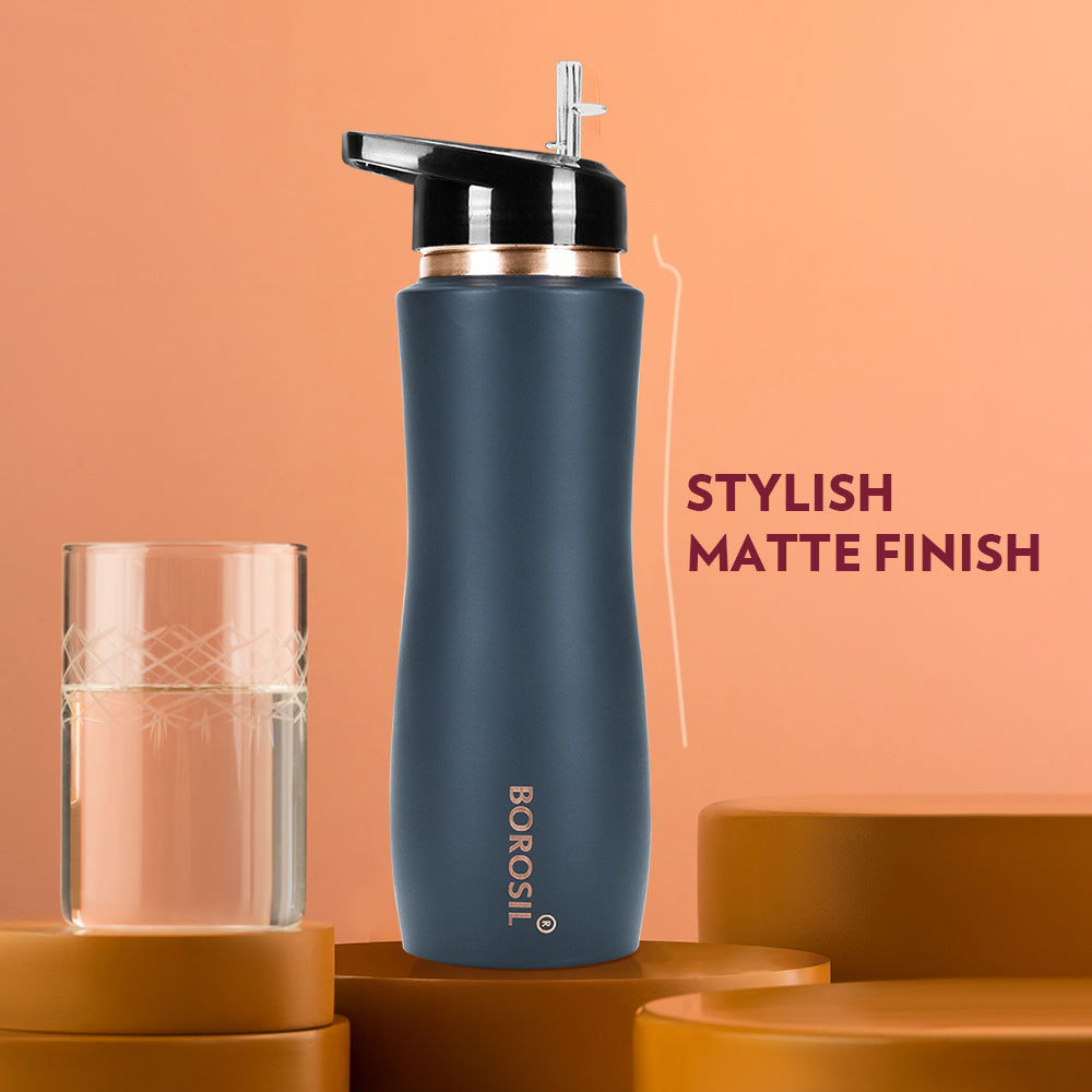 Pre-Printed Sipper Copper Bottle, Grey, 750ml, Personalised