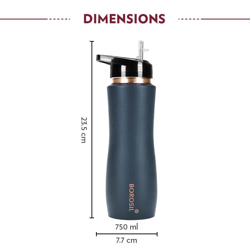 Pre-Printed Sipper Copper Bottle, Grey, 750ml, Personalised