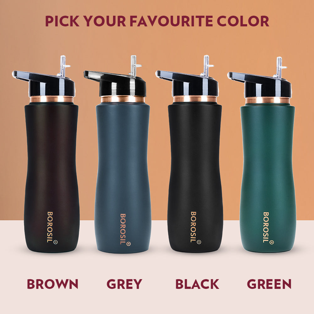 Pre-Printed Sipper Copper Bottle, Grey, 750ml, Personalised