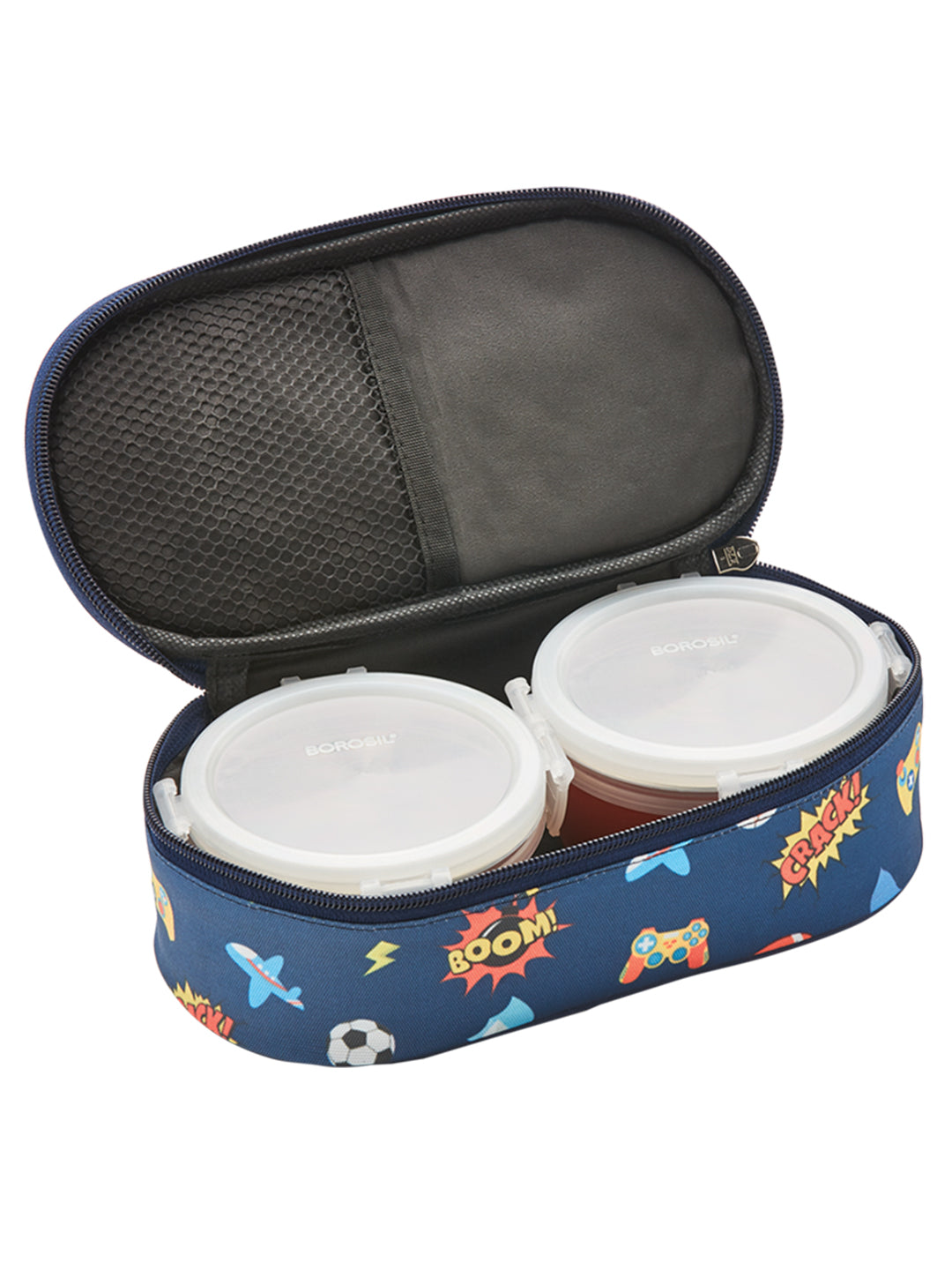Refurbished/OLD Blaze Blue Kids Lunch Box, Round x 2 (Flat)