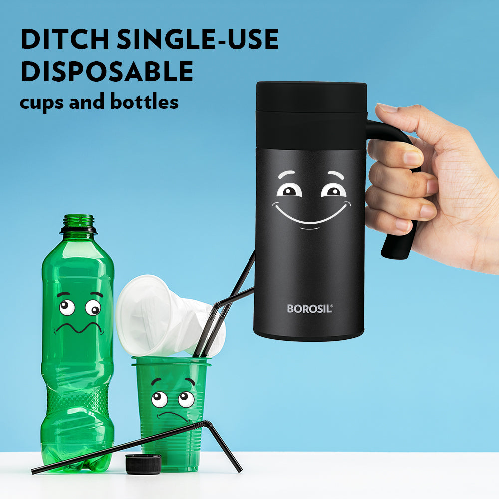 Pre-Printed CafeTime Insulated Mug, Black, Personalise, 400ml