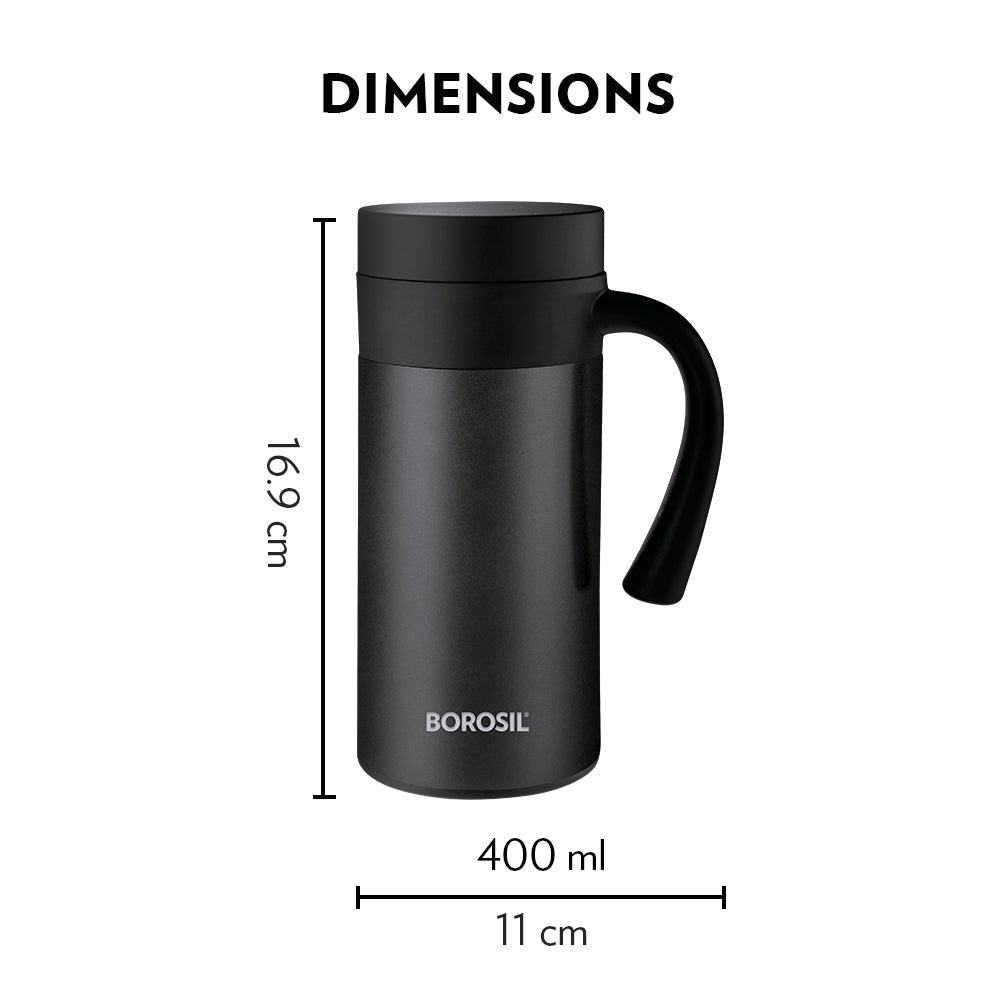 Pre-Printed CafeTime Insulated Mug, Black, Personalise, 400ml
