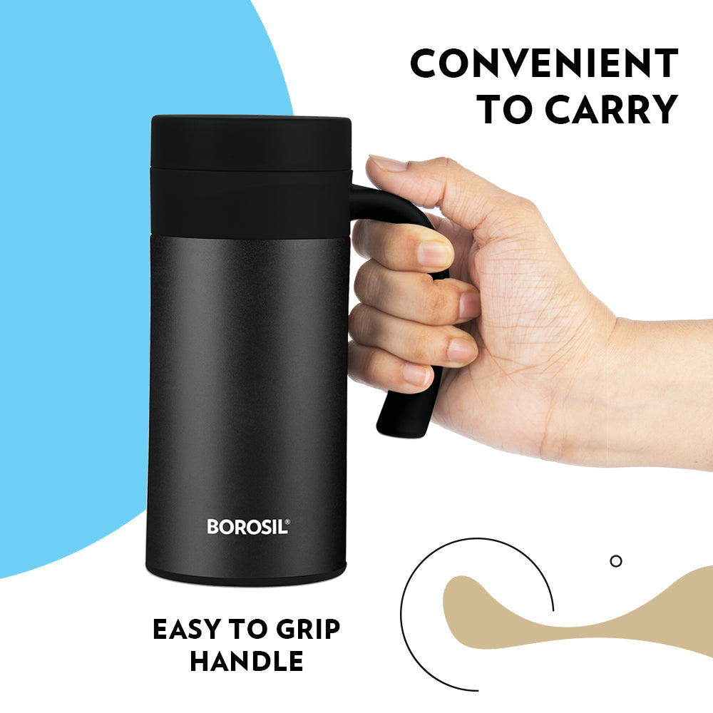Pre-Printed CafeTime Insulated Mug, Black, Personalise, 400ml