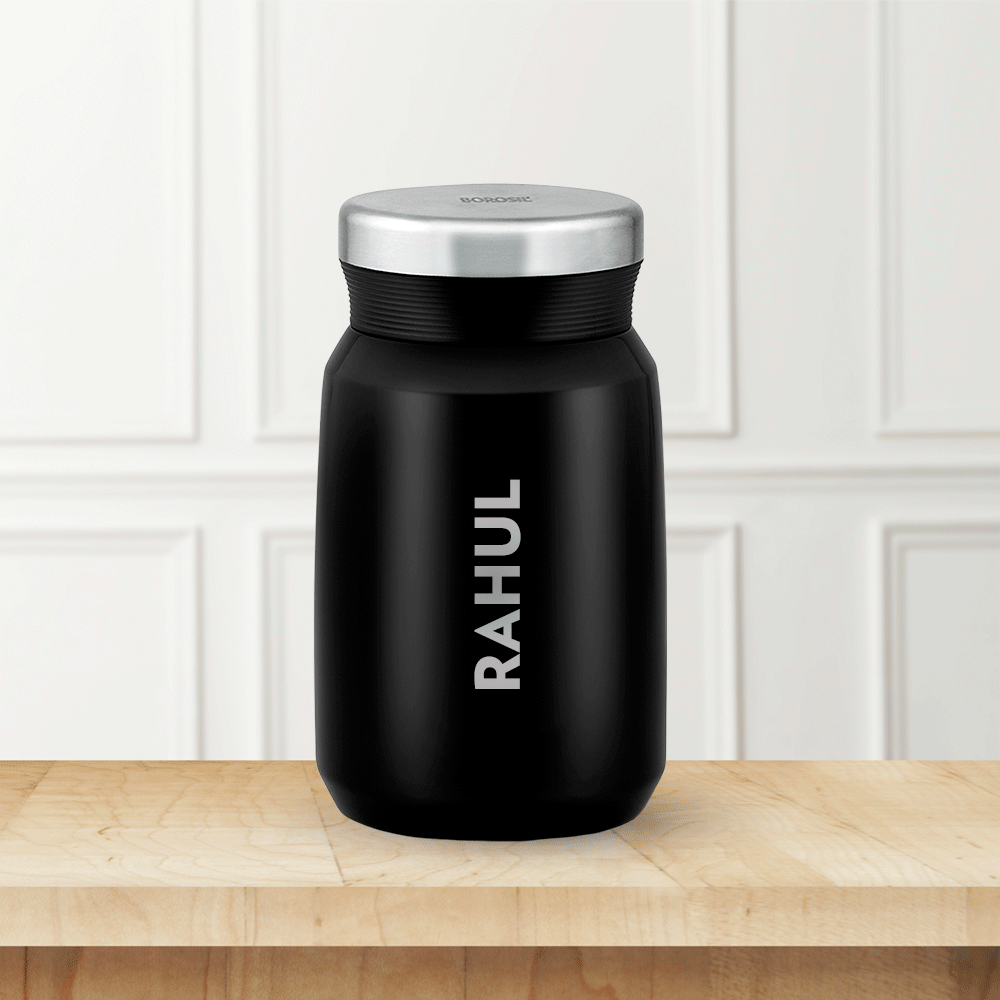 Pre-Printed Carry Mate Food Jar, Black, 500ml, Personalise- No Stock