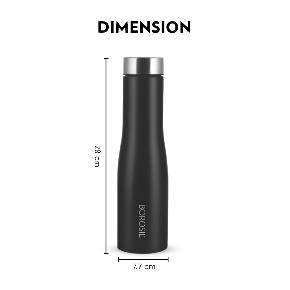 Pre-Printed Swan Stainless Steel Single Wall Bottle, Black, 1L