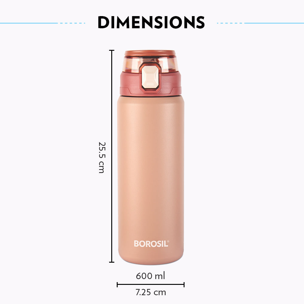 Pre-Printed Aquasport Insulated Bottle, 600 ml, Peach-Personalise