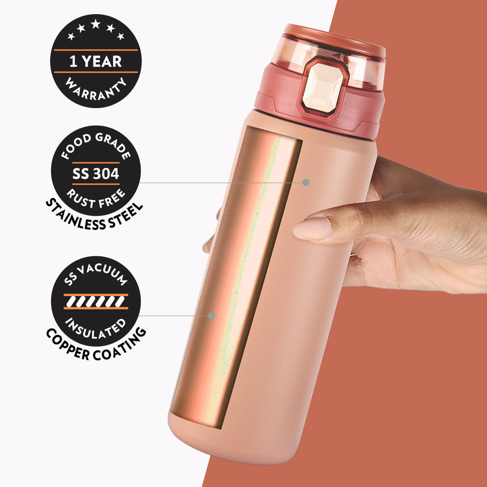 Pre-Printed Aquasport Insulated Bottle, 600 ml, Peach-Personalise
