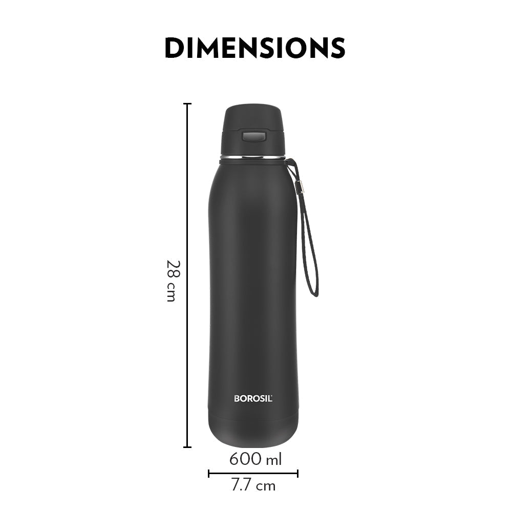 Pre-Printed Rivera Bottle, Black, 600ml, Personalise