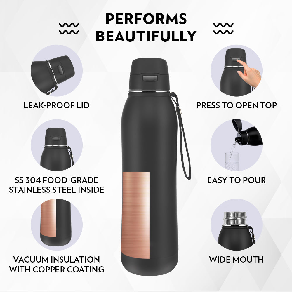 Pre-Printed Rivera Bottle, Black, 600ml, Personalise