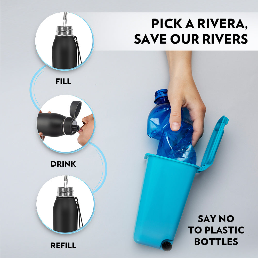 Pre-Printed Rivera Bottle, Black, 800ml, Personalise